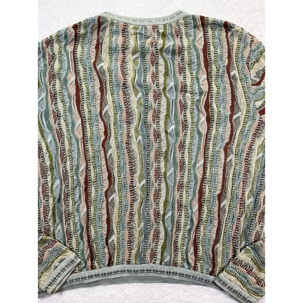 COOGI Women's 3D Cable Knit Crew Neck Size XL Sage Green Colorful 90's - Picture 11 of 13